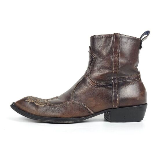 Mark Nason LIMITED EDITION Rock Lives Dragon Embroidered Brown Leather Boots 10 - Picture 3 of 13